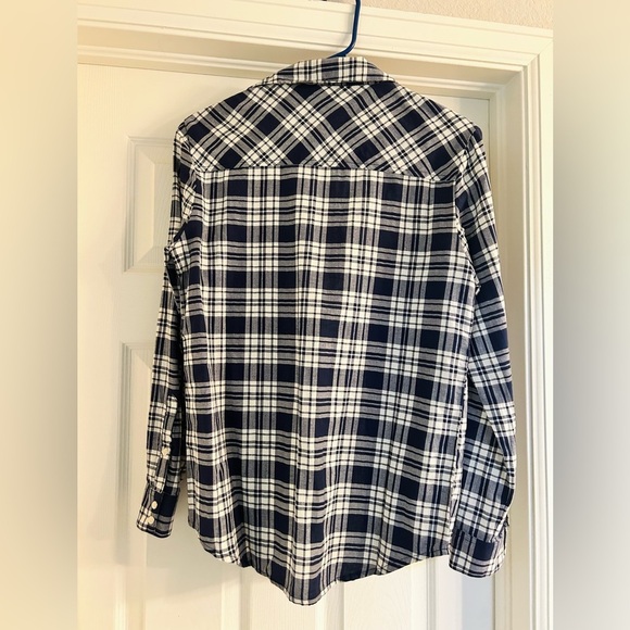 Forever 21 Navy & White Plaid Button Down Shirt Women’s | 100% Cotton EUC - Picture 3 of 3